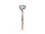 Rose gold Fancy Blue Radiant  Cut Diamond Pavé Band Solitaire with Four-Prong Setting_5