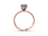Rose gold Fancy Blue Radiant  Cut Diamond Pavé Band Solitaire with Four-Prong Setting_6
