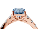 Rose gold Fancy Blue Radiant  Cut Diamond Pavé Band Solitaire with Four-Prong Setting_7