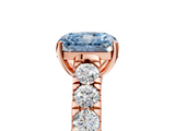 Rose gold Fancy Blue Radiant  Cut Diamond Pavé Band Solitaire with Four-Prong Setting_8