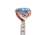 Rose gold Fancy Blue Radiant  Cut Diamond Pavé Band Solitaire with Four-Prong Setting_8