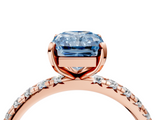 Rose gold Fancy Blue Radiant  Cut Diamond Pavé Band with Four-Prong Setting_24