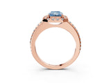 Rose gold Fancy Blue Radiant Cut Diamond Pavé Halo Ring with Four-Prong Setting_38