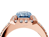 Rose gold Fancy Blue Radiant Cut Diamond Pavé Halo Ring with Four-Prong Setting_39