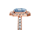 Rose gold Fancy Blue Radiant Cut Diamond Pavé Halo Ring with Four-Prong Setting_40