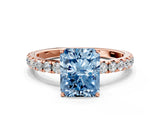 Rose gold Fancy Blue Radiant Cut Diamond Pavé Solitaire Engagement Ring with Four-Prong Setting_71