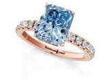 Rose gold Fancy Blue Radiant Cut Diamond Pavé Solitaire Engagement Ring with Four-Prong Setting_72