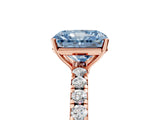 Rose gold Fancy Blue Radiant Cut Diamond Pavé Solitaire Engagement Ring with Four-Prong Setting_76
