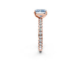 Rose gold Fancy Blue Radiant Cut Diamond Pavé Solitaire Ring with Round Band and Prong Setting_14