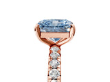 Rose gold Fancy Blue Radiant Cut Diamond Pavé Solitaire Ring with Round Band and Prong Setting_17