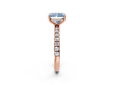 Rose gold Fancy Blue Radiant Cut Diamond Pave Band Solitaire Ring with Four-Prong Setting_60