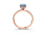 Rose gold Fancy Blue Radiant Cut Diamond Pave Band Solitaire Ring with Four-Prong Setting_61