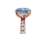 Rose gold Fancy Blue Radiant Cut Diamond Pave Band Solitaire Ring with Four-Prong Setting_63