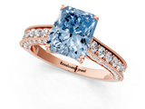 Rose gold Fancy Blue Radiant  Cut Diamond Pave Band with Four-Prong Setting_34
