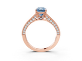 Rose gold Fancy Blue Radiant  Cut Diamond Pave Band with Four-Prong Setting_36