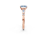 Rose gold Fancy Blue Radiant  Cut Diamond Ring with Baguette Side Stones, Channel Set Band, and Four-Prong Setting_26