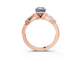 Rose gold Fancy Blue Radiant  Cut Diamond Ring with Baguette Side Stones, Channel Set Band, and Four-Prong Setting_27