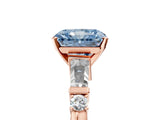 Rose gold Fancy Blue Radiant  Cut Diamond Ring with Baguette Side Stones, Channel Set Band, and Four-Prong Setting_29