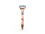 Rose gold Fancy Blue Radiant  Cut Diamond Ring with Baguette Side Stones, Channel Set Band, and Four-Prong Setting_5