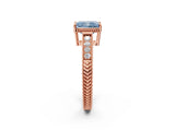 Rose gold Fancy Blue Radiant Cut Diamond Ring with Milgrain Pavé Band and Four-Prong Setting_22