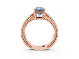 Rose gold Fancy Blue Radiant Cut Diamond Ring with Milgrain Pavé Band and Four-Prong Setting_23