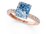 Rose gold Fancy Blue Radiant  Cut Diamond Ring with Pavé Band and Four-Prong Setting_44