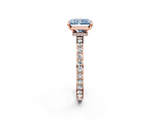Rose gold Fancy Blue Radiant  Cut Diamond Ring with Pavé Band and Four-Prong Setting_45