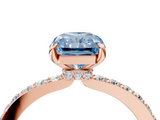 Rose gold Fancy Blue Radiant  Cut Diamond Ring with Pavé Band and Four-Prong Setting_47