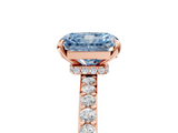 Rose gold Fancy Blue Radiant  Cut Diamond Ring with Pavé Band and Four-Prong Setting_48
