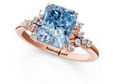 Rose gold Fancy Blue Radiant Cut Diamond Ring with Side Stones and Four-Prong Setting_113