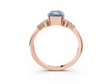 Rose gold Fancy Blue Radiant Cut Diamond Ring with Side Stones and Four-Prong Setting_115
