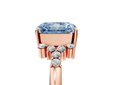 Rose gold Fancy Blue Radiant Cut Diamond Ring with Side Stones and Four-Prong Setting_117