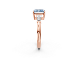 Rose gold Fancy Blue Radiant  Cut Diamond Ring with Tapered Baguette Side Stones in Four-Prong Setting_5