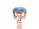 Rose gold Fancy Blue Radiant  Cut Diamond Ring with Tapered Baguette Side Stones in Four-Prong Setting_8