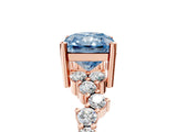 Rose gold Fancy Blue Radiant Cut Diamond Scattered Round Accent Ring with Prong Setting_17