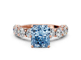 Rose gold Fancy Blue Radiant Cut Diamond Side Stone Engagement Ring with Four-Prong Setting_48