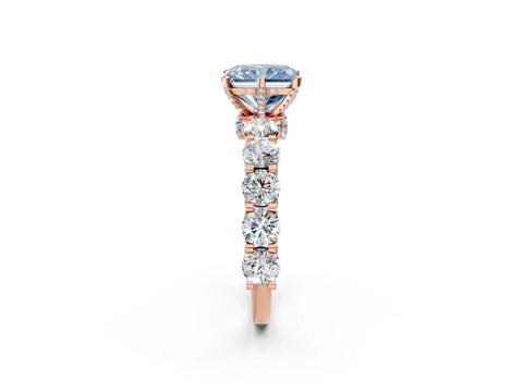 Rose gold Fancy Blue Radiant Cut Diamond Side Stone Engagement Ring with Four-Prong Setting_50