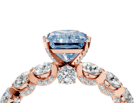 Rose gold Fancy Blue Radiant Cut Diamond Side Stone Engagement Ring with Four-Prong Setting_52