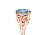 Rose gold Fancy Blue Radiant Cut Diamond Solitaire Celtic Knot Ring with Four-Prong Setting_131