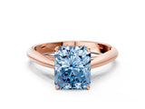Rose gold Fancy Blue Radiant Cut Diamond Solitaire Engagement Ring with Cathedral Setting and Four-Prong Mount_111