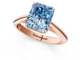 Rose gold Fancy Blue Radiant Cut Diamond Solitaire Engagement Ring with Cathedral Setting and Four-Prong Mount_112