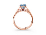 Rose gold Fancy Blue Radiant Cut Diamond Solitaire Engagement Ring with Cathedral Setting and Four-Prong Mount_114