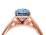 Rose gold Fancy Blue Radiant Cut Diamond Solitaire Engagement Ring with Cathedral Setting and Four-Prong Mount_28
