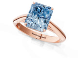 Rose gold Fancy Blue Radiant Cut Diamond Solitaire Engagement Ring with Cathedral Setting and Four-Prong Mount_79