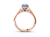 Rose gold Fancy Blue Radiant Cut Diamond Solitaire Engagement Ring with Cathedral Setting and Four-Prong Mount_81