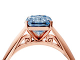 Rose gold Fancy Blue Radiant Cut Diamond Solitaire Engagement Ring with Cathedral Setting and Four-Prong Mount_82