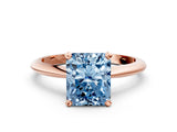 Rose gold Fancy Blue Radiant Cut Diamond Solitaire Engagement Ring with Classic Band and Four-Prong Setting_24