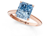 Rose gold Fancy Blue Radiant Cut Diamond Solitaire Engagement Ring with Classic Band and Four-Prong Setting_25