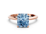 Rose gold Fancy Blue Radiant Cut Diamond Solitaire Engagement Ring with Classic Band and Four-Prong Setting_89