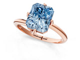Rose gold Fancy Blue Radiant Cut Diamond Solitaire Engagement Ring with Four-Prong Setting and Classic Band_21